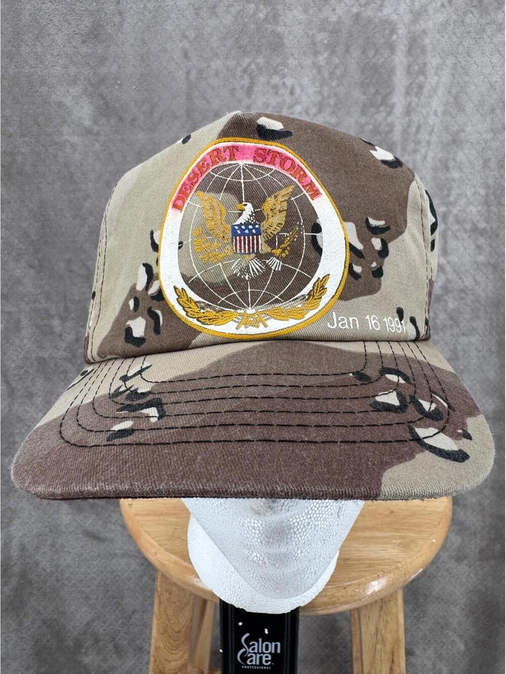 VINTAGE Spartan Specialties Hat Cap Snap Back Desert Storm Camo Mens One Size
